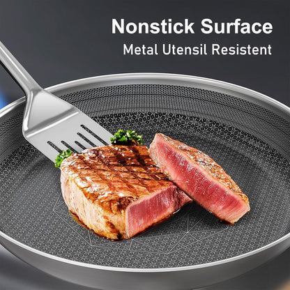 Hybrid Stainless Steel Cookware Set, 7Pcs Pots and Pans Set Non Stick | Non-Toxic, Induction Compatile, Oven and Dishwasher Safe, PFOA Free, Stay-Cool Handles2