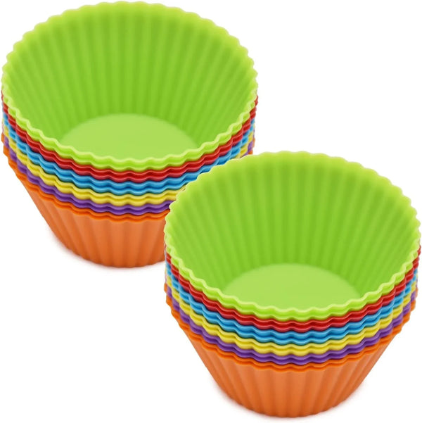 24 Pack Silicone Baking Cups, Reusable Cupcake Liners Molds, Multicolor | BPA Free, Easy Clean Muffin Cup, Dishwasher Safe, Non-Stick Muffin Cupcake Liners for Party Halloween Christmas, Regular Size8