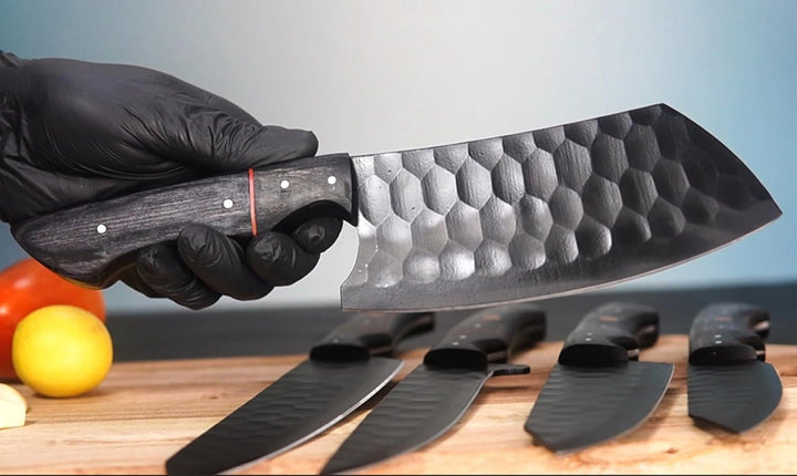 '- Handmade Damascus Knife Set – 5 PCS Kitchen Knife Set with Leather Roll Bag, Professional Kitchen Knives, Kitchen Gadgets - Viking Chef'S Knives, Christmas Gift+2