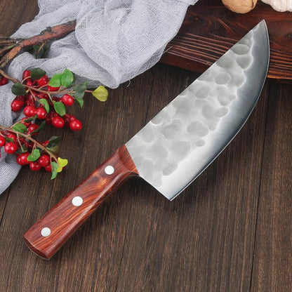 Meat Cleaver, 8 Inch Chefs Cleaver Knife Wood Handle Ultra-Sharp Slicing Professional Kitchen Knives Handmade Forged Cooking Tools7