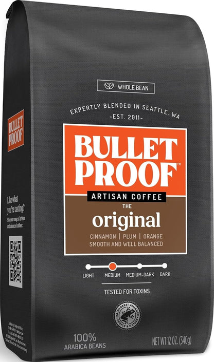 Original Medium Roast Whole Bean Coffee, 12 Ounces, Clean Coffee Tested for Toxins | Clean Coffee Sustainably Sourced, 100% Arabica Coffee, Tested for Toxins1