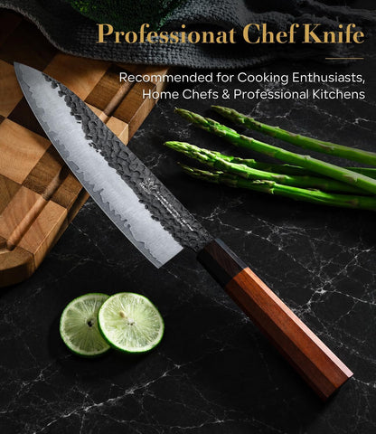 8'' Japanese Knife, Hand Forged Pro Chef Knife with Sandalwood Box9