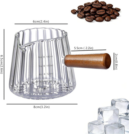 2 PCS Espresso Cups, Ohola 6OZ Espresso Shot Cup, Glass Measuring Cups with V-Shaped Spout, Markings in Both Oz & Ml2