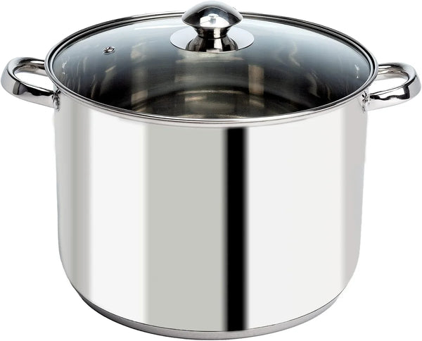 Stainless Steel Stock Pot, Encapsulated Induction Ready Cooking Pot with Glass Lid, Oven Safe, Dishwasher Safe Soup Pot, 8-Quart1