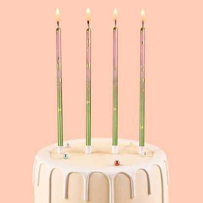 Pink Green Gold Long Thin Birthday Candles, Cake Candles, Birthday Parties, Wedding Decorations, Party Candles2