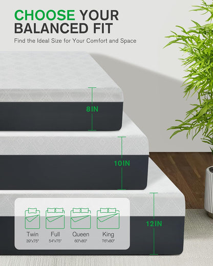 Queen Size Mattress, 10 Inch Cooling-Gel Memory Foam Mattress Made in USA, Certipur-Us Certified Mattresses in a Box, Medium Firm, Pressure Relief, Motion Isolation, CY-10-Q-V9