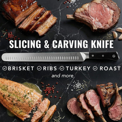 Brisket Knife, 12" Carving & Slicing Knife for Meat & BBQ | Razor Sharp German Steel, Full Tang Ergonomic Handle, Sheath Included – Grilling Gift for Men4