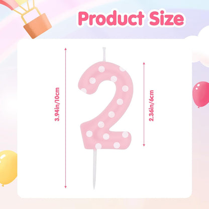 Pink Birthday Candles for Girls, Pink Mouse Cake Topper Decorations, Oh Twodles Birthday Party Supplies, Mini Mouse Cupcake Decor, Cartoon-Themed Items (Number 2)5