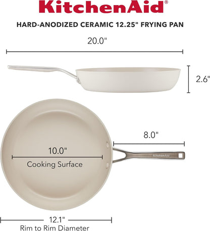 Kitchenaid Hard Anodized Ceramic Nonstick Cookware Frying/Skillet Pan, 12.25 Inch Non Stick Fry Pan with Stainless Steel Handle - Porcelain White2