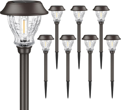 Solar Pathway Lights Outdoor, 8 Pack Warm White Solar Garden Lights9