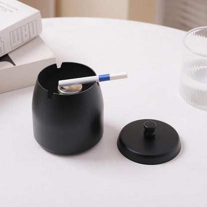 Ashtray with Lid for Cigarette, Stainless Steel Smokeless Odorless Windproof Ashtrays for Home Office Tabletop outside Patio Outdoor Balcony(3.54"X3.0"X3.38")5