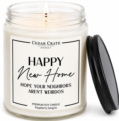 House Warming Gifts New Home – Funny New Homeowner Candle for Women & Men, Housewarming Gifts New Home, Closing Gift for Home Buyers – Raspberry Sangria Soy Candle, Made in USA1