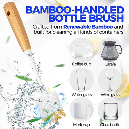 6 Pack Dish Brush with Bottle Brush Scrub Brush Straw,Yellow | Dish Brush, Palm Scrub Brush and Straw Brush, Dish Scrubber Long Handle for Dish Bottle Cup Skillet Wok Pot Pan Cast Iron4