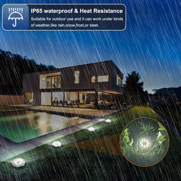 Solar Ground Lights Outdoor, 8 LED Waterproof White,8 Pack4