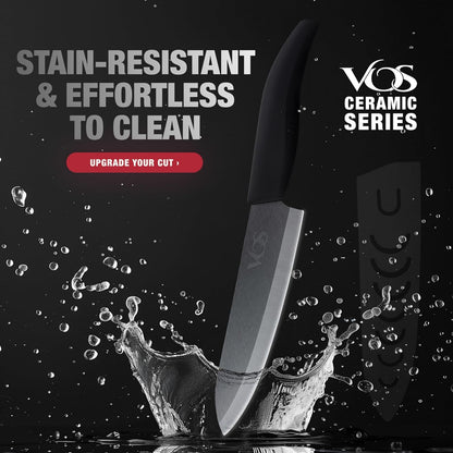 Ceramic Knives Set for Kitchen in Gift Box, 5 Ceramic Knife with Cover with Scissors, 3" 4" 5" 6" Ultra Sharp Knives for Home Cooks, Lightweight, Rust-Free, Dishwasher Safe (Black Handle)7