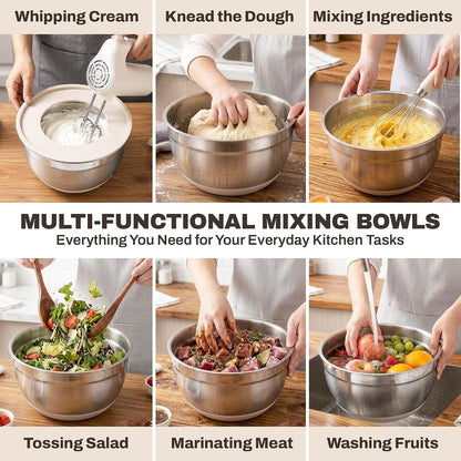 Stainless Steel Mixing Bowls with Lids, 11-Piece Nesting Set5
