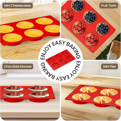 Silicone Egg Molds for Breakfast Sandwiches 2 Pcs, Non Stick 3 Inch Egg Bites Baking Pans, Silicone Muffin Pans for Baking, round Muffin Top Pan for Whoopie Pie Pan, Tarts, Quiche8