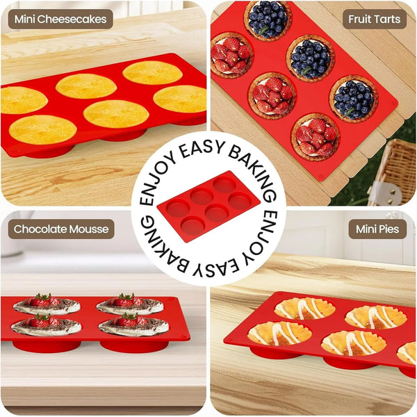 Silicone Egg Molds for Breakfast Sandwiches 2 Pcs, Non Stick 3 Inch Egg Bites Baking Pans, Silicone Muffin Pans for Baking, round Muffin Top Pan for Whoopie Pie Pan, Tarts, Quiche8