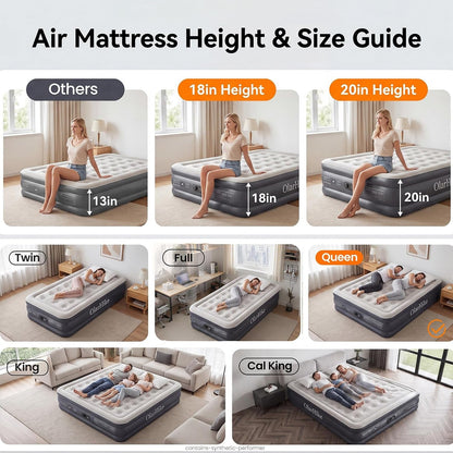Air Mattress Queen Built-In Pump, 20" H Inflatable Mattress,700Lbs8