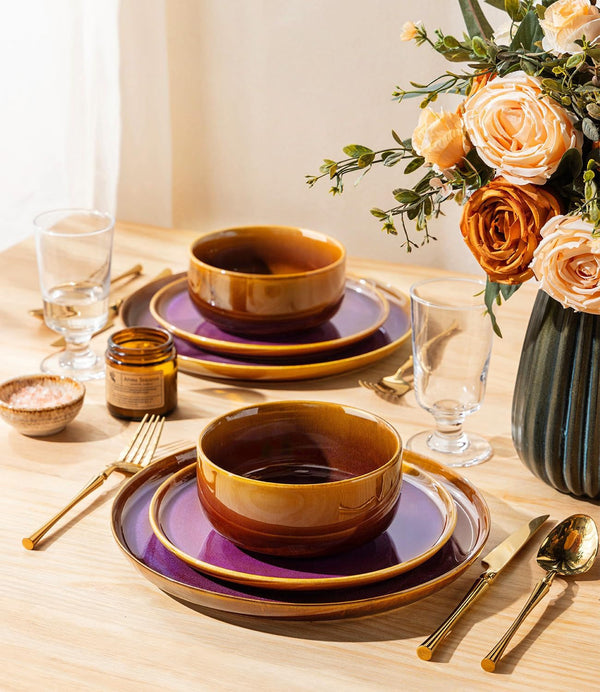 Ceramic Dinnerware Set for 6, 18-Piece Plates and Bowls Set6