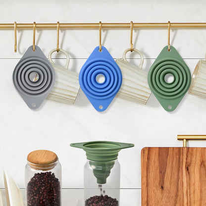Kitchen Funnel Set 3 Pack,Funnels for Kitchen Use Filling Bottles,Silicone Funnel Collapsible,Small Funnels for Filling Small Bottles7