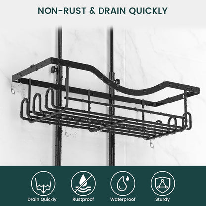 Adjustable Shower Caddy Hanging Rustproof Shower Organizer, Black3