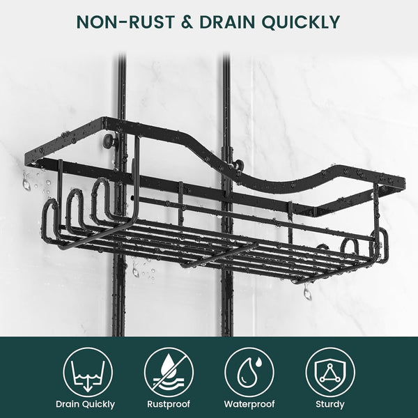 Adjustable Shower Caddy Hanging Rustproof Shower Organizer, Black3