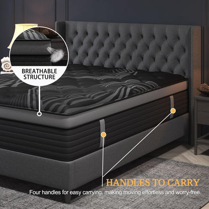 Queen Mattress, 14 Inch Hybrid Mattresses, Medium-Firm Feel with Pocket Springs & Cooling Gel Memory Foam, Certipur-Us Certified for Enhanced Support, Cooling & Motion Isolation8