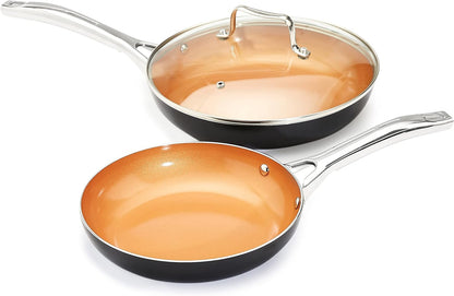 Ceramic Nonstick Cookware Set, Induction Ready, Dishwasher & Oven Safe, Even Heating, 10-Piece Set with Frying Pans, Saucepans, Glass Lids, Copper Color5