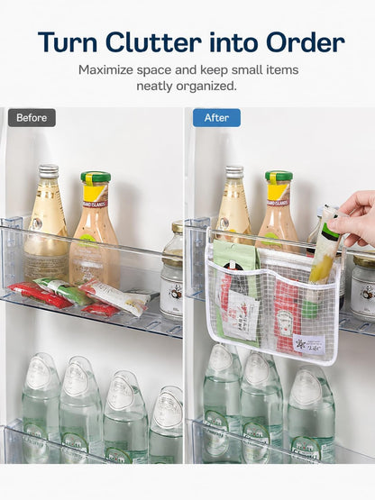 Refrigerator Door Organizer Set, Fridge Hanging Mesh Bag for Kitchen, Household Sundries Sorting Bag, Only for Small Objects Containers10