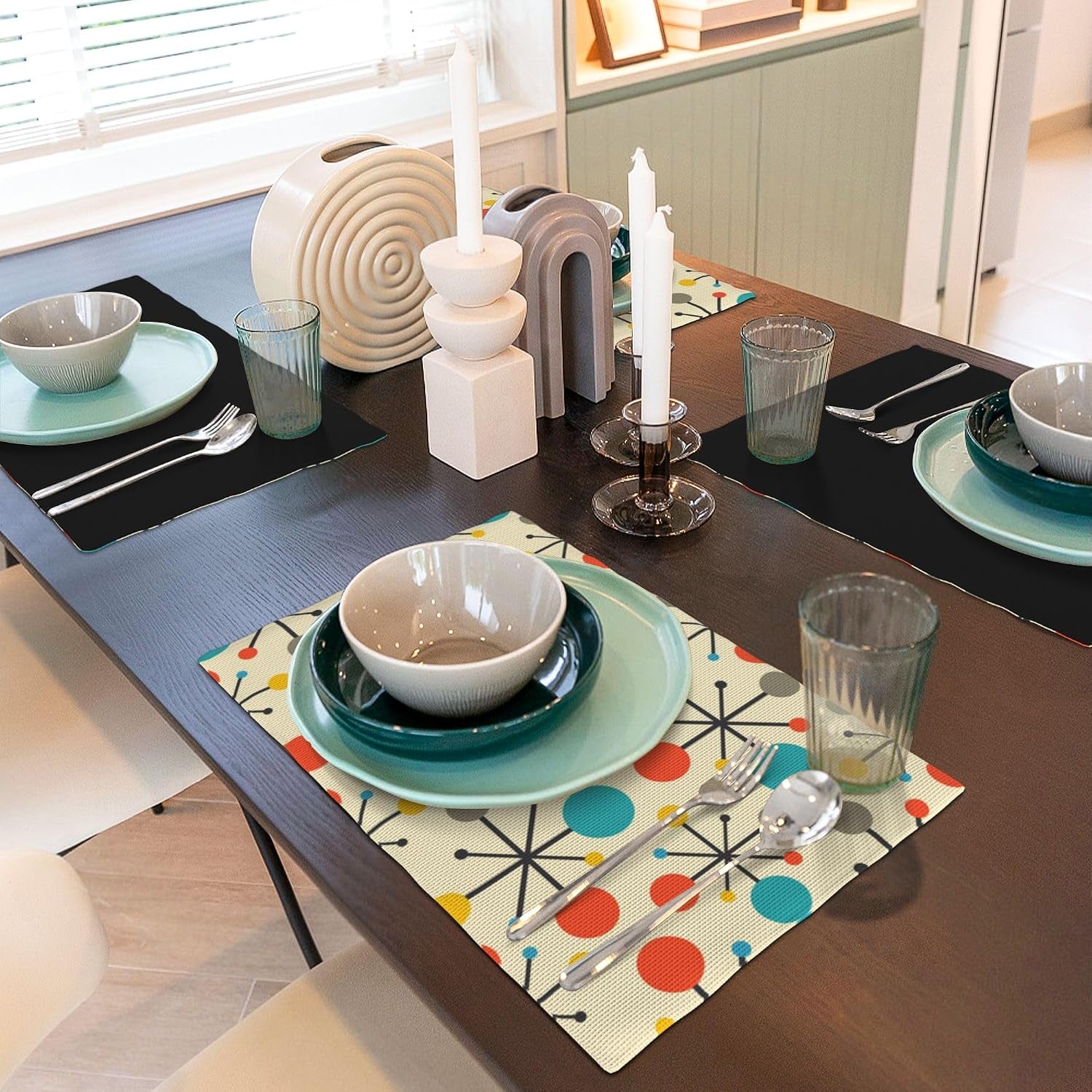 mid-century-fifties-modern-atomic-retro-placemats-set-of-6-yellow-kitchen-table-mats-for-dining-farmhouse-holiday-home-decor-linen-washable-place-mats-12x18inch