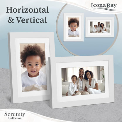 4X6 Picture Frames with Removable Mat for 3X5 Photos - White, 6 Pack4