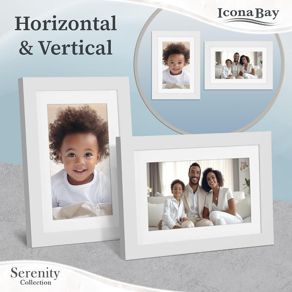 4X6 Picture Frames with Removable Mat for 3X5 Photos - White, 6 Pack4