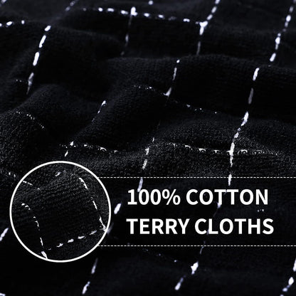 100% Cotton Terry Kitchen Towels, 4 Pack, Black | Ultra Soft and Absorbent Dish Towels for Kitchen, Suitable for Drying and Washing Dishes2