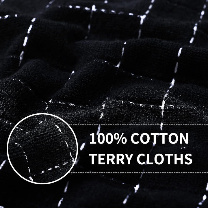 100% Cotton Terry Kitchen Towels, 4 Pack, Black | Ultra Soft and Absorbent Dish Towels for Kitchen, Suitable for Drying and Washing Dishes+2