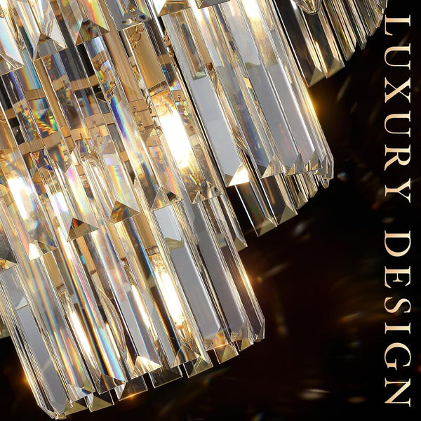 20" Modern Crystal Chandeliers,7 Lights Gold round Light Fixture8