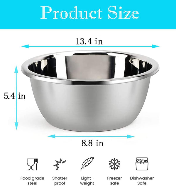 Stainless Steel Mixing Bowl, 11QT Salad Bowl, Metal Bowls, Stainless Steel Basin, Heavy Duty Deeper Edge Mirror Finish Dishwasher Safe Bowl (3XL)…2