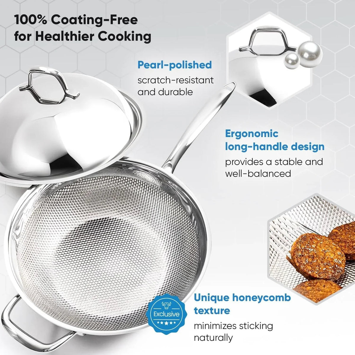 honeycomb-3ply-stainless-steel-wok-pan-11-inch-28cm-with-lid-flat-bottom-coating-free-non-stick-stir-fry-pan-advanced-scratch-resistant-design-with-stay-cool-long-handle