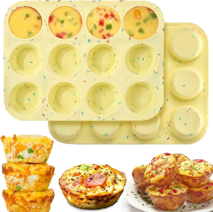 Silicone Egg Bite Molds, 2Pack 12-Cavity Muffin Pan for Baking, Tarts, Nonstick Cupcake Pan1