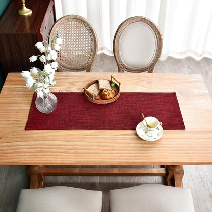 Reversible Double Layer Table Runner Faux Linen Fabric, 13X36Inch7
