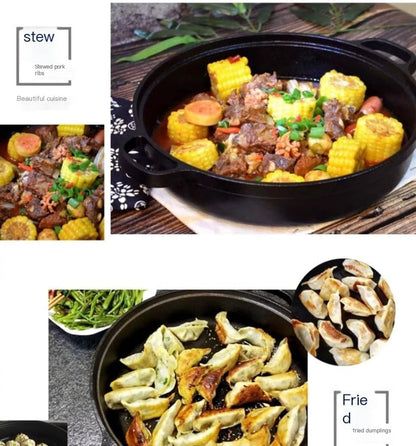 Cast Iron Skillet with 2 Handle, 9In/23Cm Rounde Mini Flat Bottomed Frying Pan for Fried Steakbread, Baking,Pizza, Outdoor Cooking, Camping, Grill, Stovetop, Oven Safe Cookware (9Inch 23 Cm)5