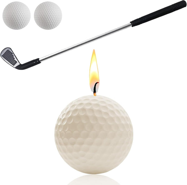 Golf Ball Birthday Candles, Golf Cake Topper & Mini Golf Club for Golf Birthday Party Decorations (White, Iron)1