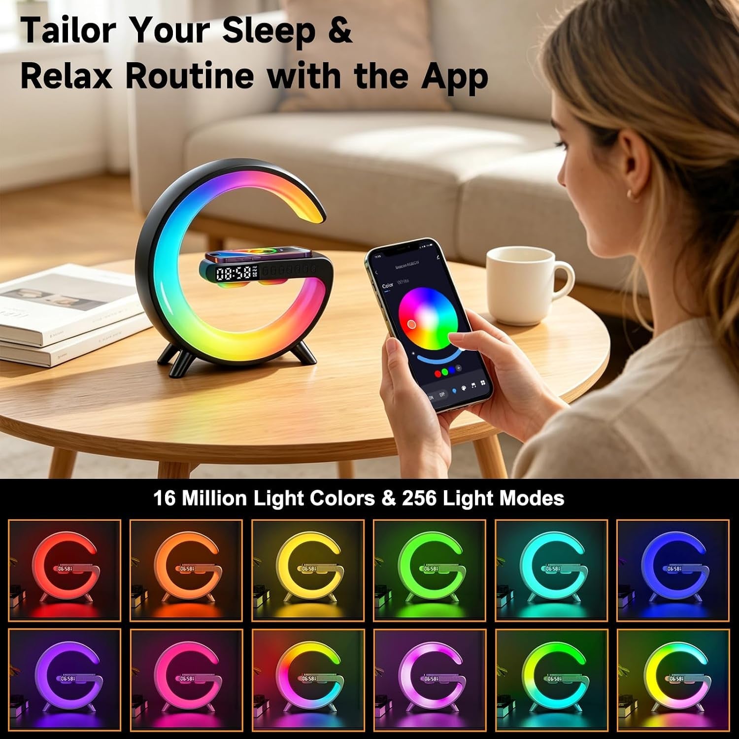 4-in-1-smart-led-table-lamp-alarm-clock-bluetooth-speaker-wireless-charger-app-control-night-light-bedside-lamp-with-fast-charging-station-for-bedroom-home-decor-family-teen-girls-boys-gifts