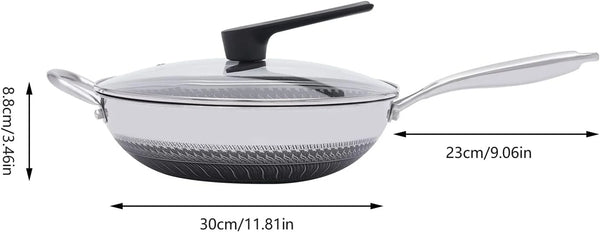 12 Inch Stainless Steel Wok Pan with Lid, Honeycomb Coating Woks & Stir-Fry Pans Nonstick Wok Induction Wok Set Chinese Wok No Chemical Coated Wok for Induction, Electric, Gas, Halogen3