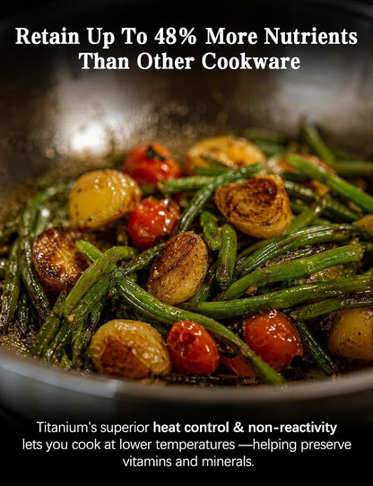 8" Titanium Pans for Cooking | Food-Grade Pure Titanium Tagine Frying Pan Pro with Lid | PFAS/PFOA/PTFE Free Nonstick Cookware | Dishwasher & Oven Safe, Induction Compatible, Butter Warmer4