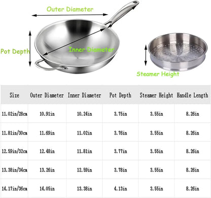 Titanium Wok Pure, Upgrade Non Stick No Coating Titanium Frying Pans for Cooking, Ultra-Durable, Scratch-Resistant, Safe for Oven, Induction & Cooktops,No Lid,11.02In8