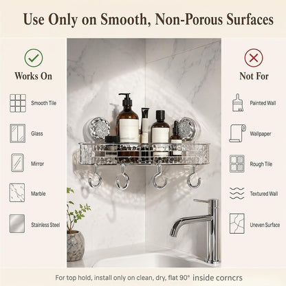 Adhesive Acrylic Corner Shower Caddy, Bathroom Shelf - 2 Pack9