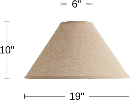 Pre-Assembled Laine Fine Extra Large Burlap Empire Shade 6X19X12 (Spider) | 6" Top X 19" Bottom X 10.5" High X 12" Slant Replacement for Table + Floor Lamps Harp + Finial4