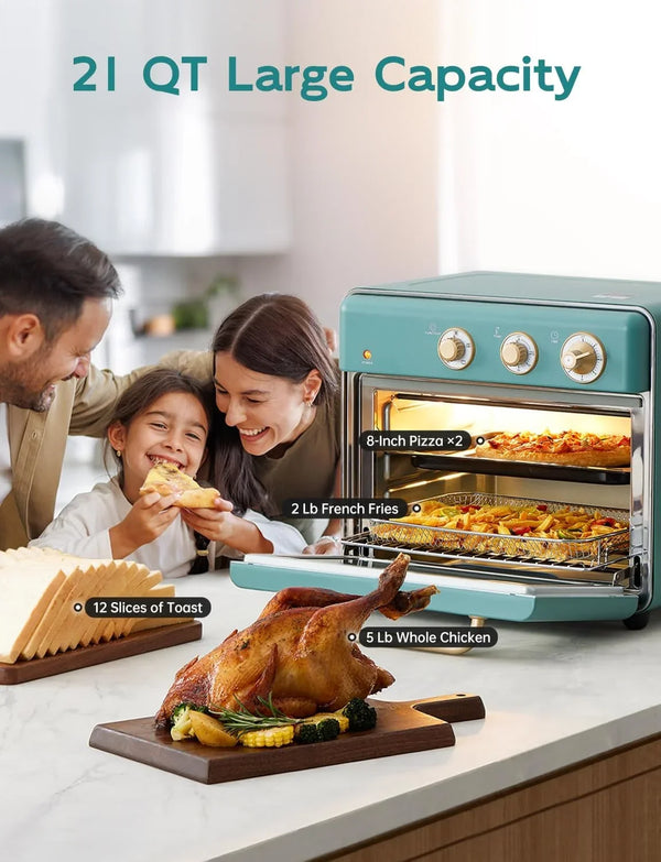 21 QT Capacity and 6-In-1 Multifunctional Toaster Oven & Air Fryer | Compact Toaster Ovens Countertop, 1500W Rapid Heat and All Stainless Steel Use for Bake/ Toast/ Broil/ Air Fryer/ Defrost3