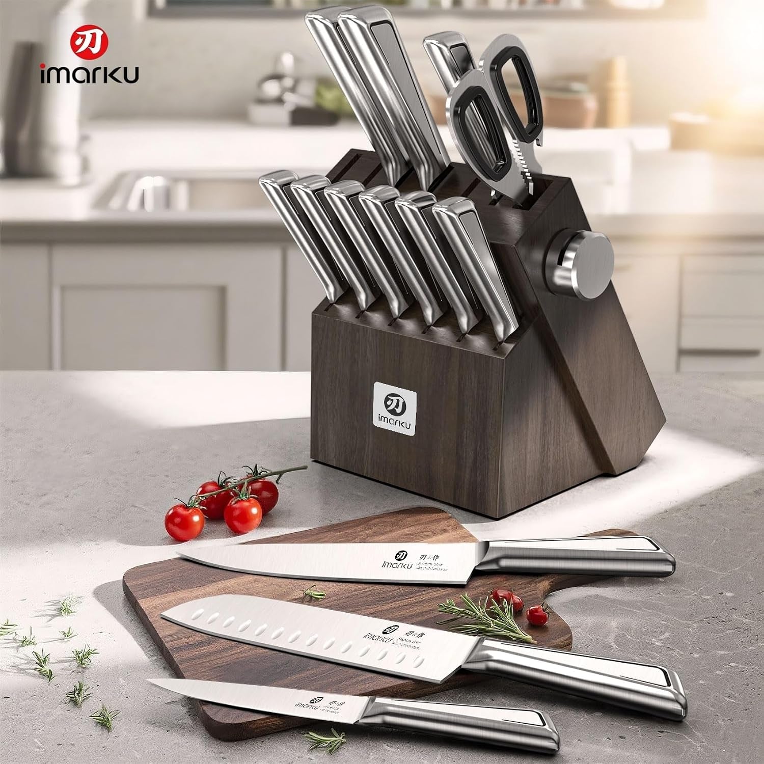 g14-japanese-kitchen-knife-set-stainless-steel-with-block-14pc-built-in-sharpener-nonslip-handle-dishwasher-safe-56hrc-high-carbon-steel-fsc-wood-block-rust-resistant-for-gifting